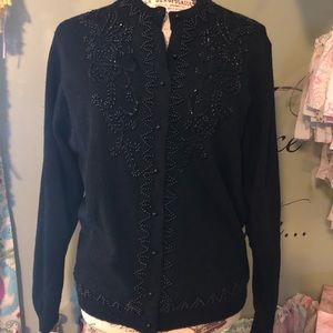 Vintage 50’s fully lined beaded cardigan sizeUSA12